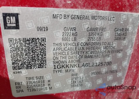 2020 GMC Acadia Fwd Sle z USA, uszkodzony, nr VIN 1GKKNKLA6LZ125700